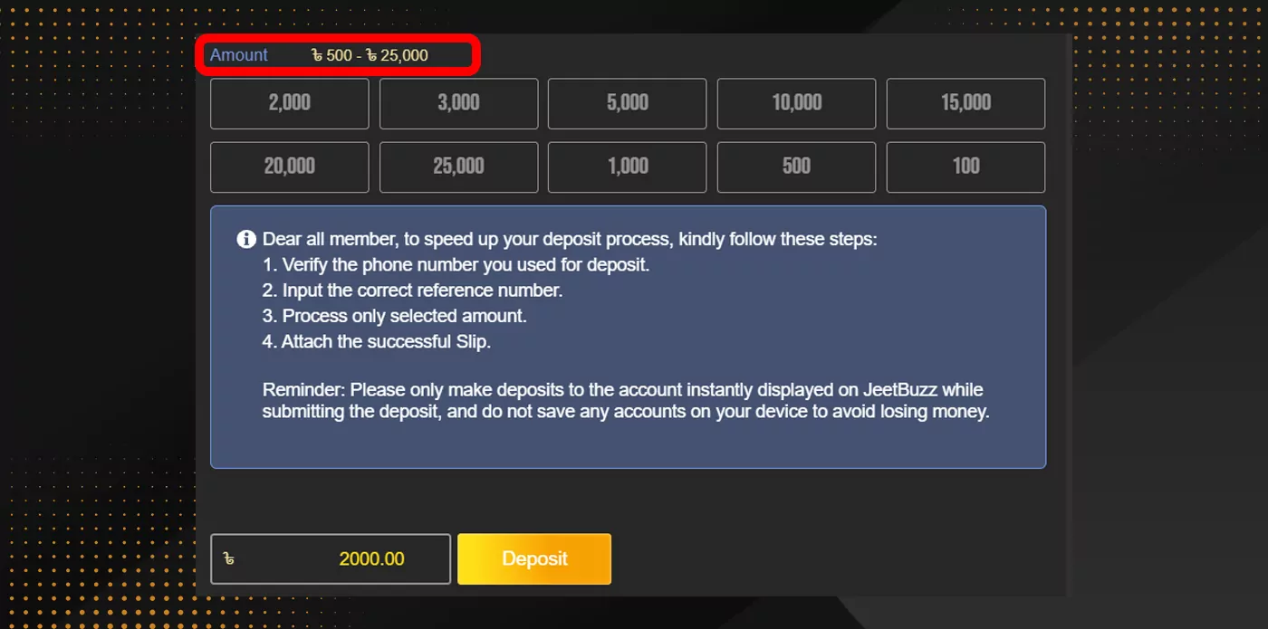 how to deposit money in jeetbuzz step 5