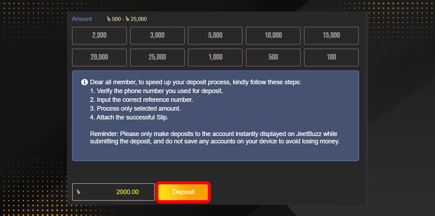 how to deposit money in jeetbuzz step 6